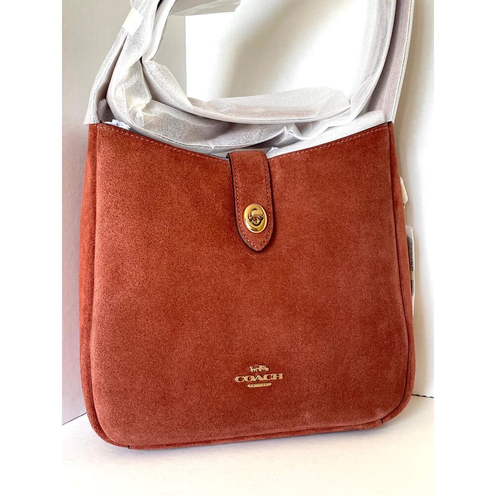 Coach Hadley Convertible Crossbody Bag Gold Clay Suede Leather CCG43 - Picture 4 of 12